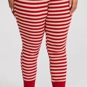 Red and Oatmeal Striped Knit Pants Joggers TORRID SIZE 1 NWOT